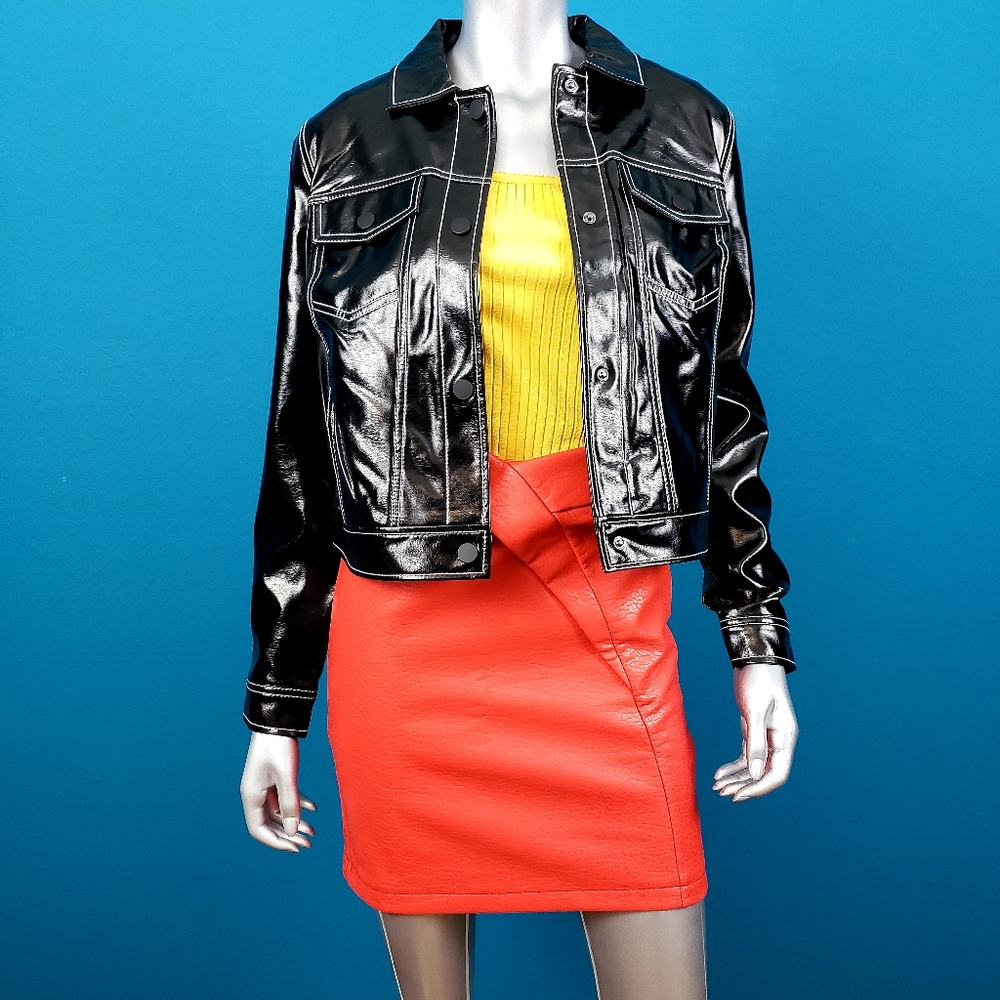 🆕️🎸 NINE WEST Faux Patent Leather Jacket // (NWT)